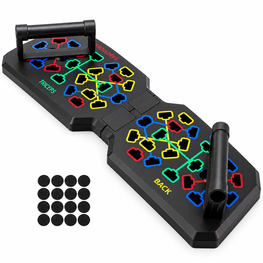 44-Hole Folding Push-Up Board with English Workout Guide - 1