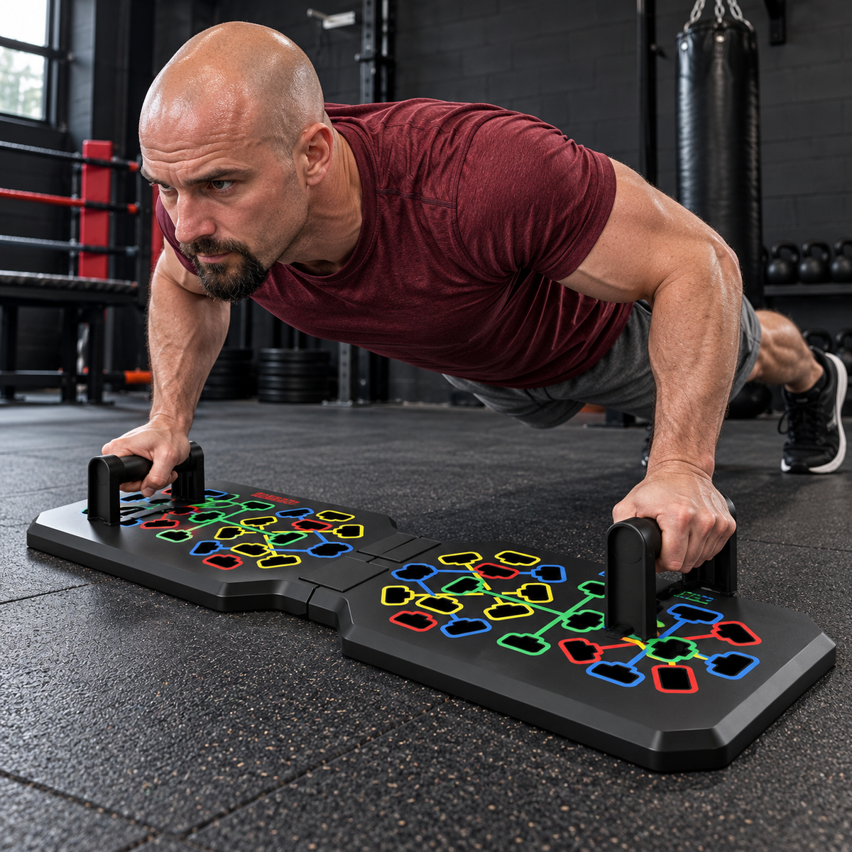 44-Hole Folding Push-Up Board with English Workout Guide - 3