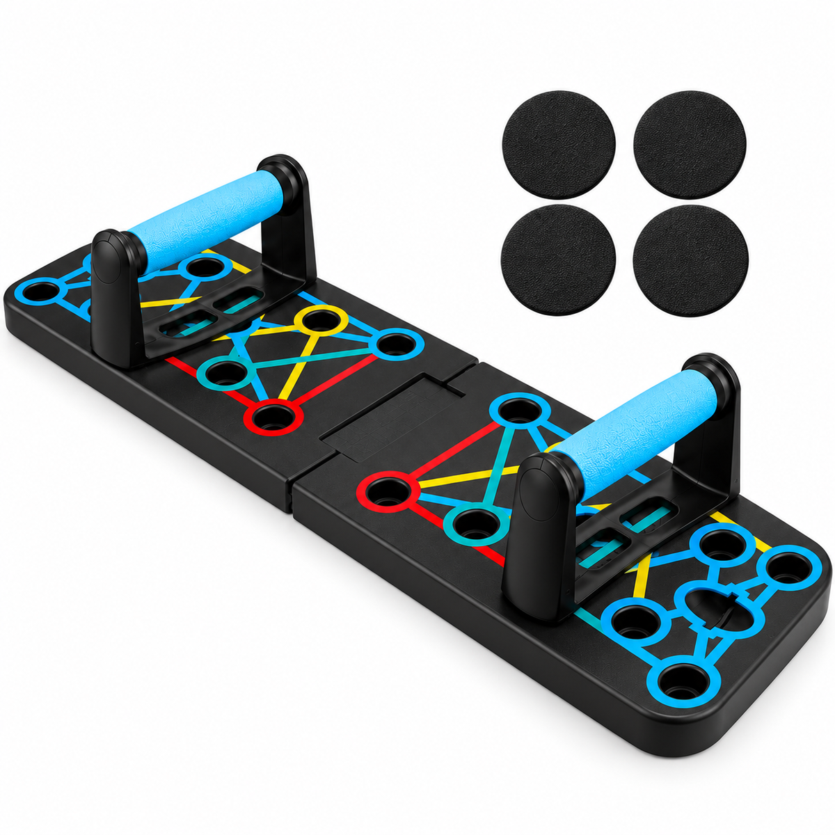 Folding Push-Up Board with Blue Grips & Optional Bands - 1