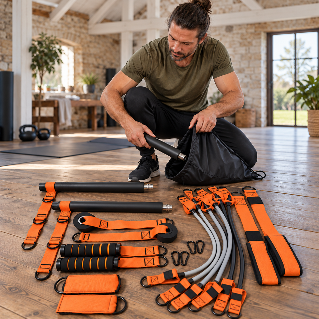Pilates Bar Resistance Band Kit with Handles & Carry Bag - 5