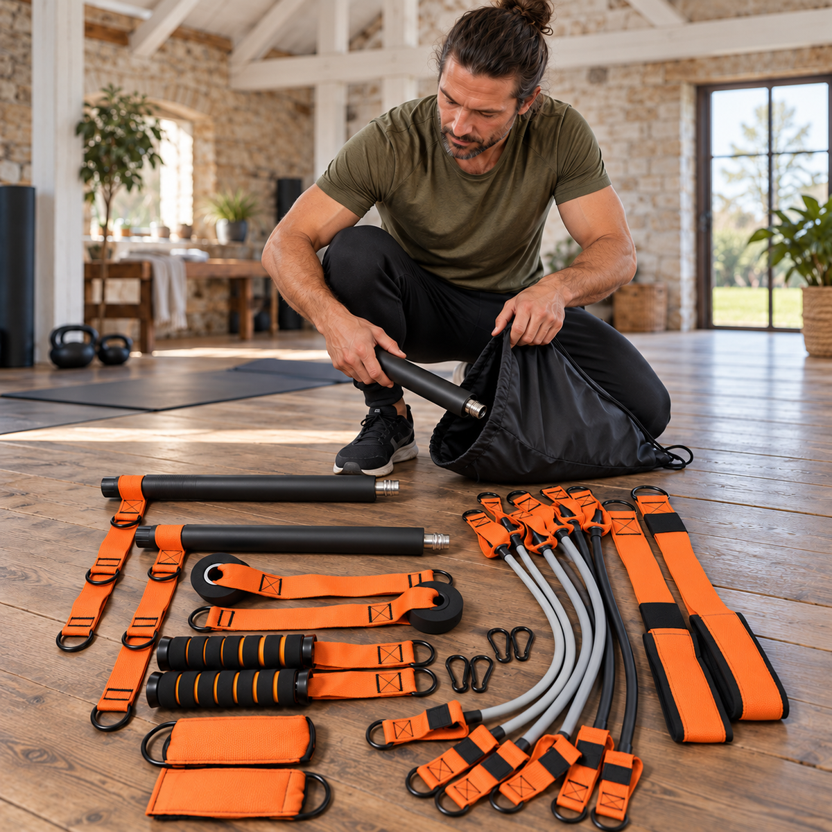 Pilates Bar Resistance Band Kit with Handles & Carry Bag - 5