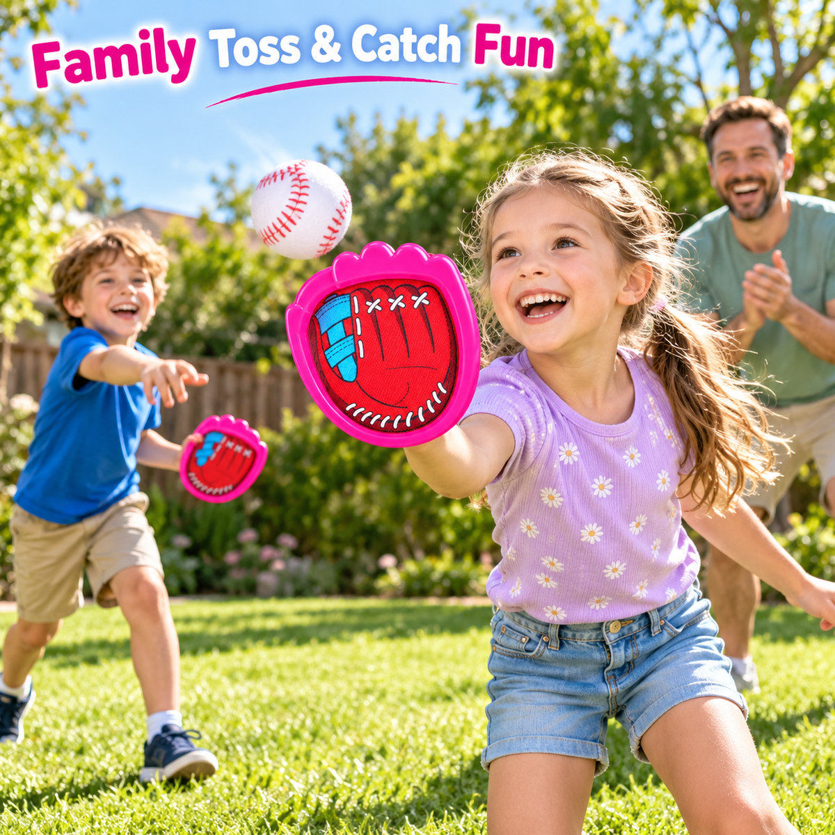 Baseball-Style Toss and Catch Set, 2 Paddles & 3 Balls - 2