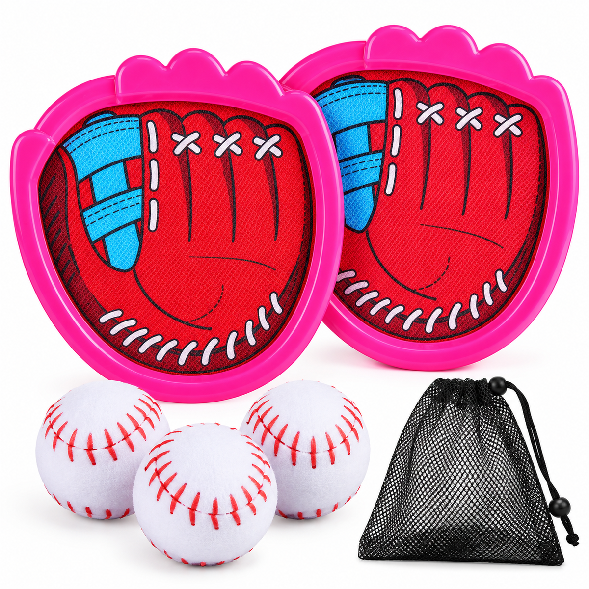 Baseball-Style Toss and Catch Set, 2 Paddles & 3 Balls - 3