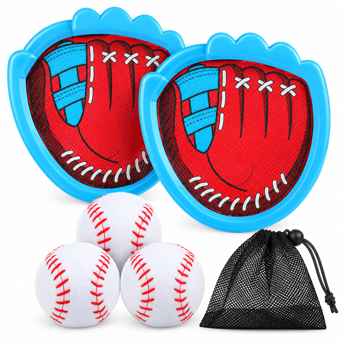 Baseball-Style Toss and Catch Set, 2 Paddles & 3 Balls - 6