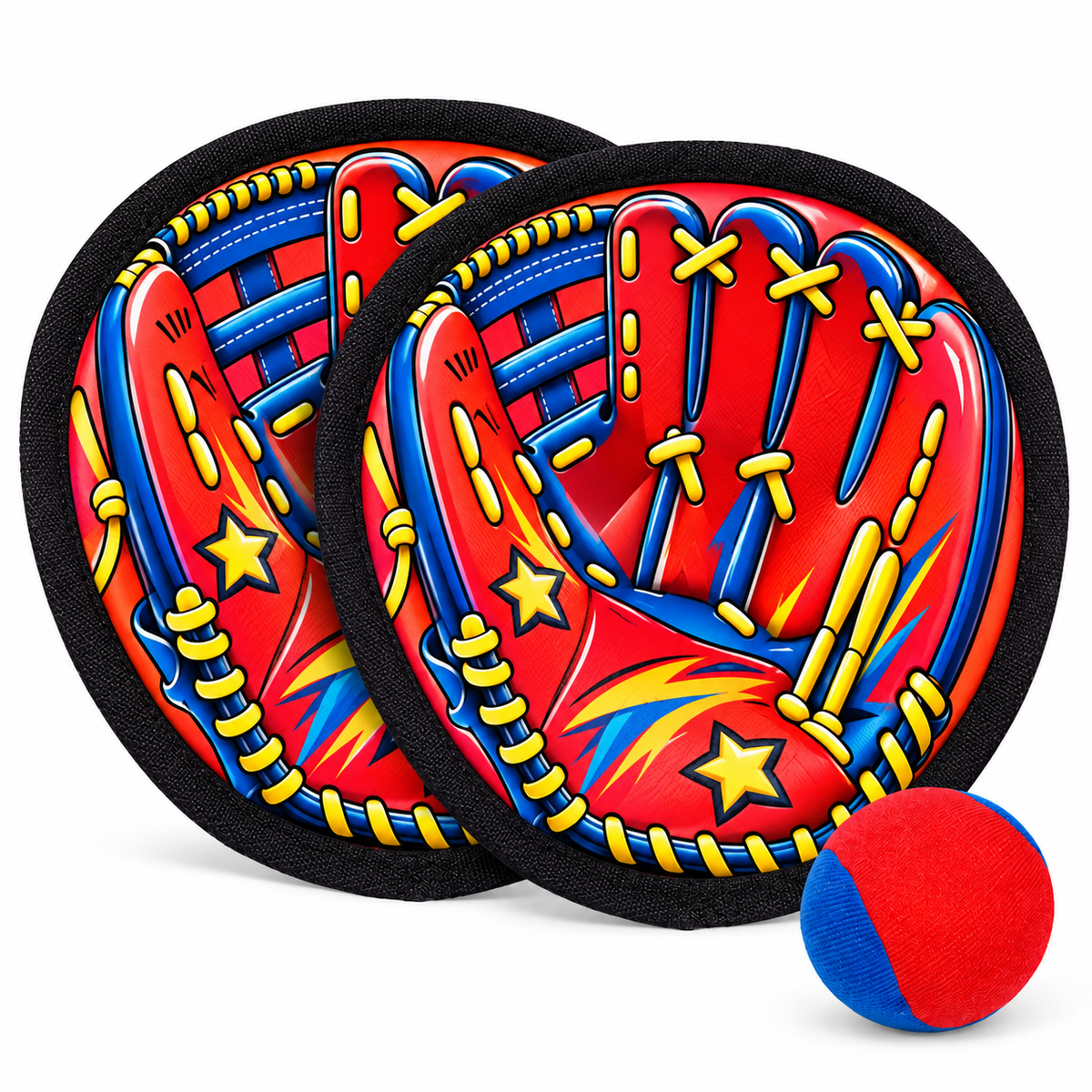 Cartoon Blue Toss and Catch Game, 2 Paddles & 1 Ball - 9