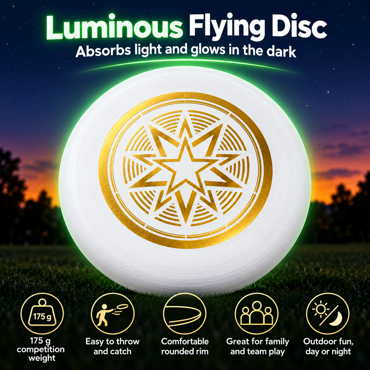 Glow-in-the-Dark Flying Disc for Outdoor Catch - 5