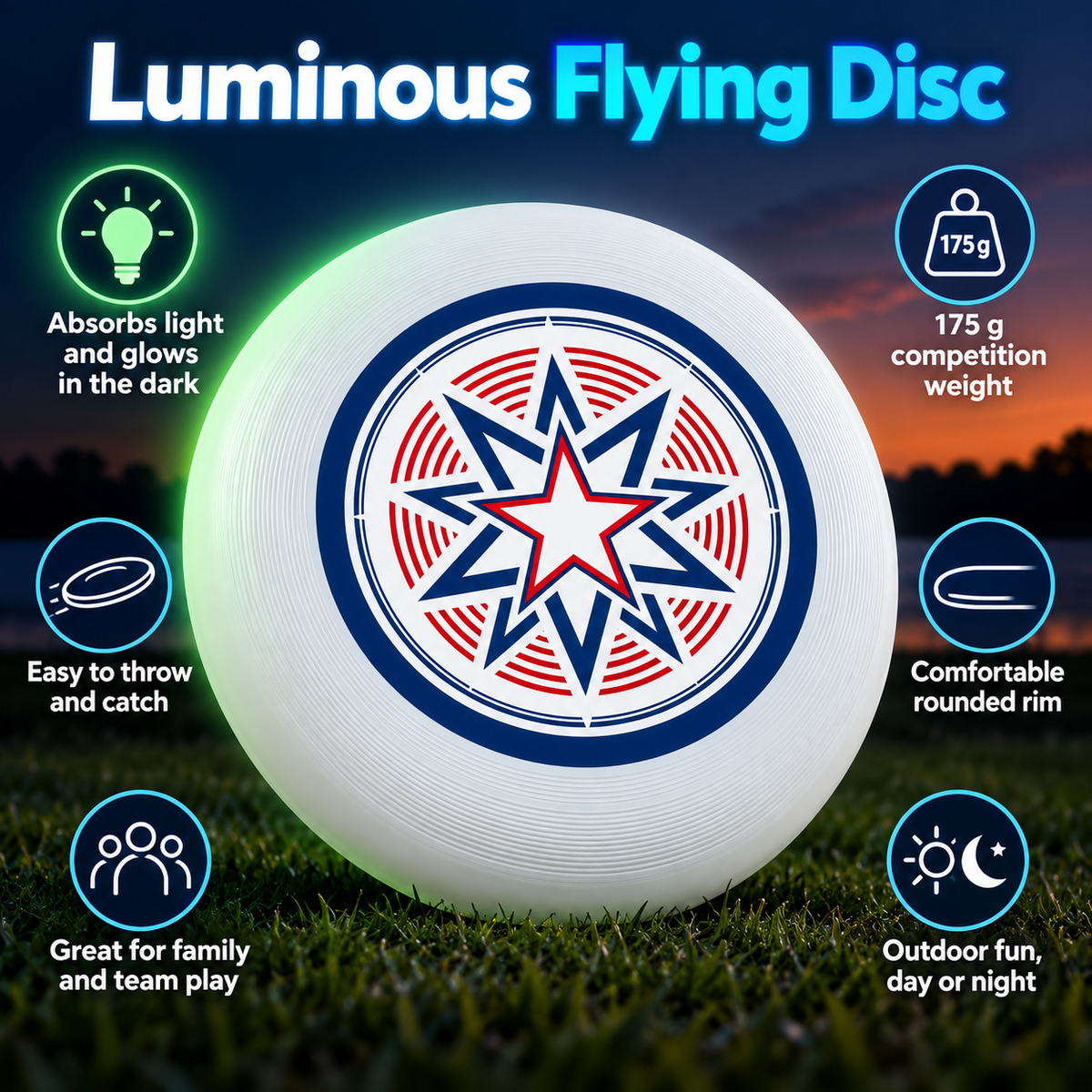 Glow-in-the-Dark Flying Disc for Outdoor Catch - 8