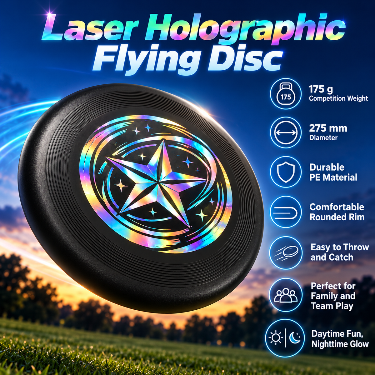 Outdoor Flying Disc with Holographic Graphic - 5
