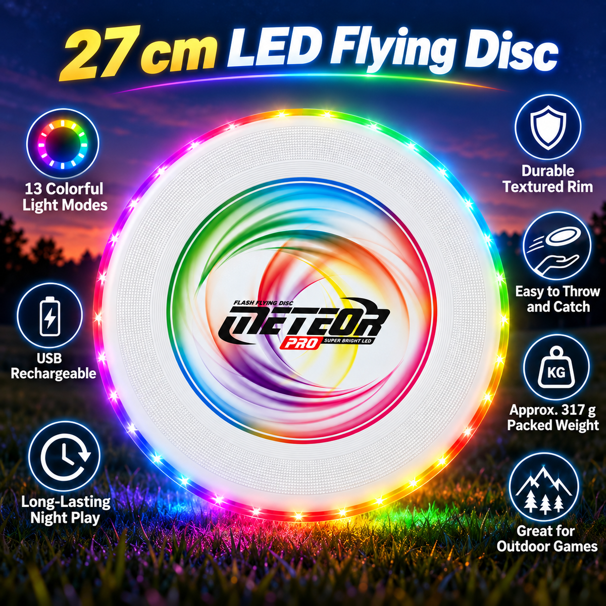 27 cm LED Light-Up Flying Disc - 2
