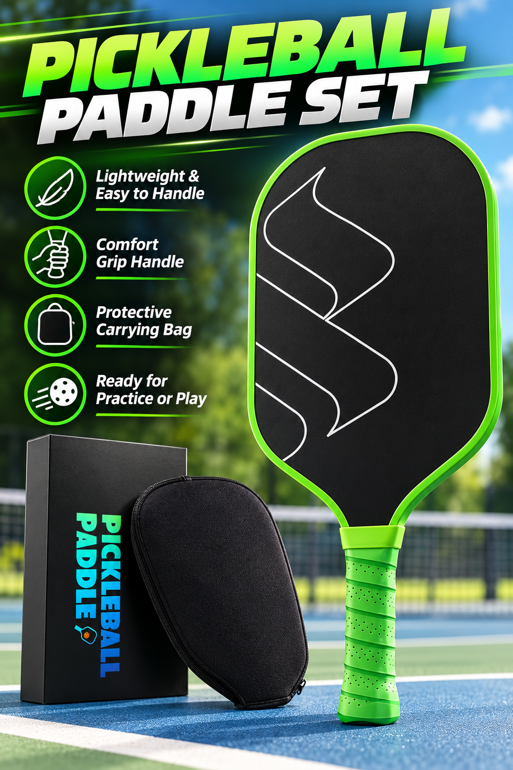 Pickleball Paddle with Carry Sleeve & Magnetic Gift Box - 11